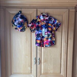 Colorful Tropical Shirt and Hat Set